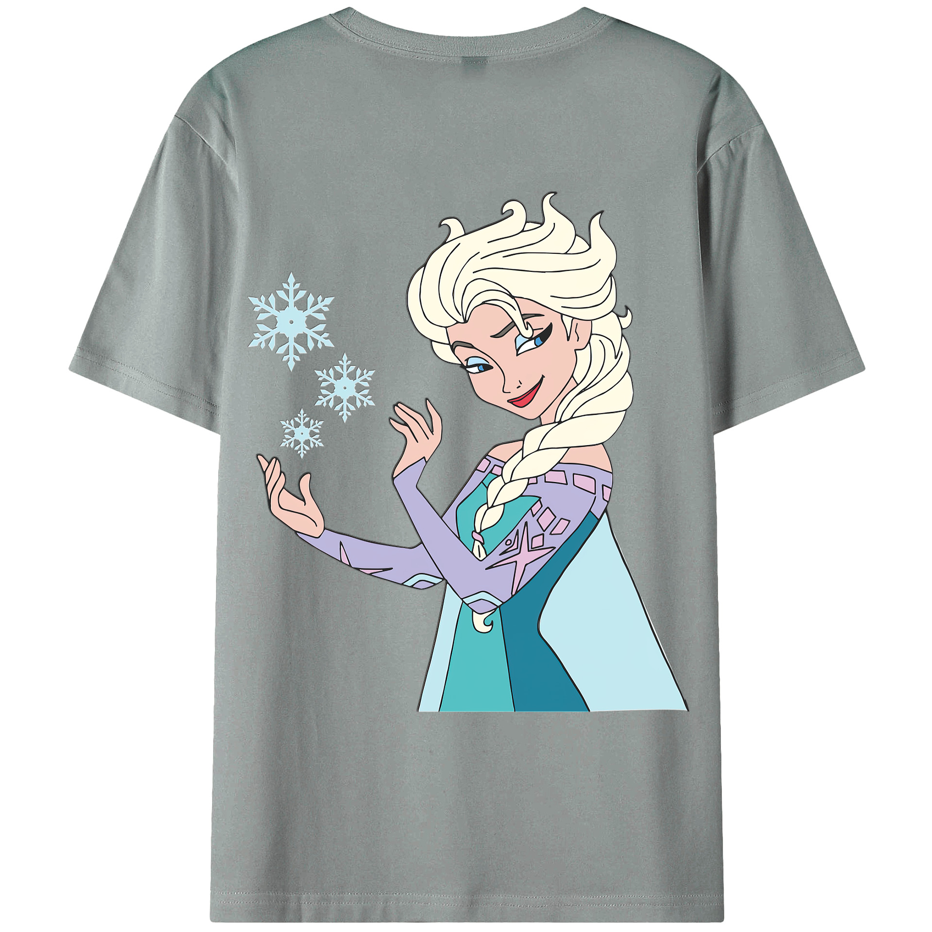 （画像用） アナと雪の女王 アンナ エルサ Frozen Anna Elsa 綿100％ メンズ半袖Tシャツ（バックプリント） 通気性
